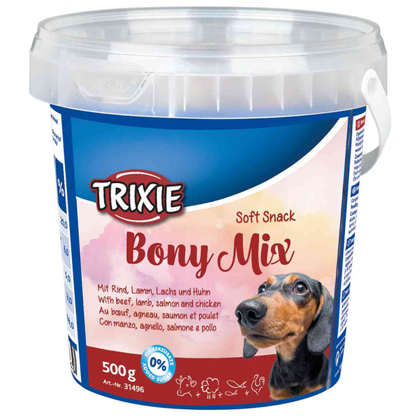 تشویقی سطلی سگ تریکسی مدل Soft Snack Bony Mix وزن 500 گرم